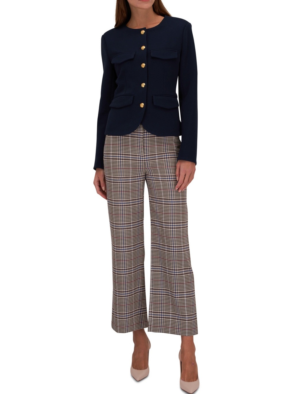 Veronica Beard Plaid Wide Leg Brixton Pants Size 16 Quiet Luxury Career Chic